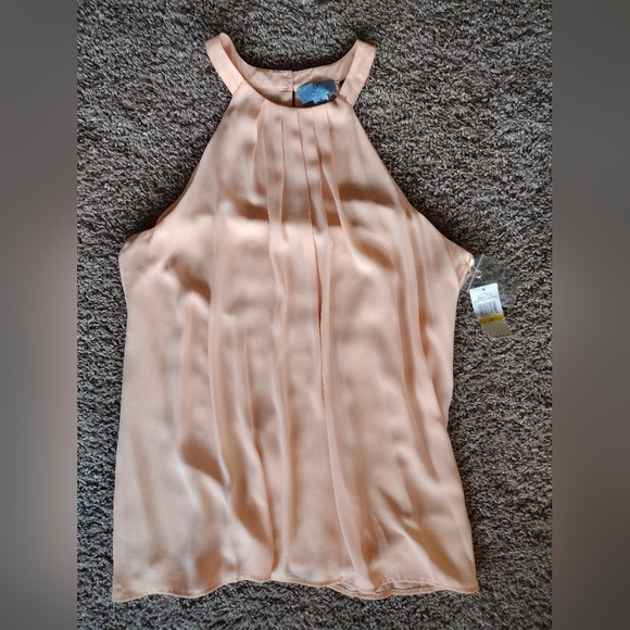 CeCe Tops - CeCe Pleated Halter Neck Sleeveless Peach Blouse Medium NWT